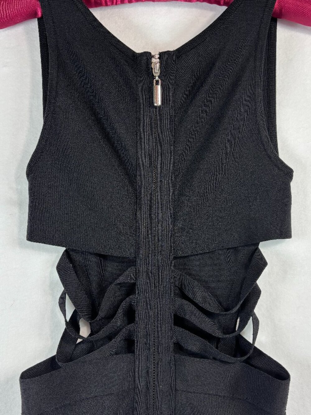 Bebe Black Bandage Bodycon Dress Cutout Waist Sleeveless Small